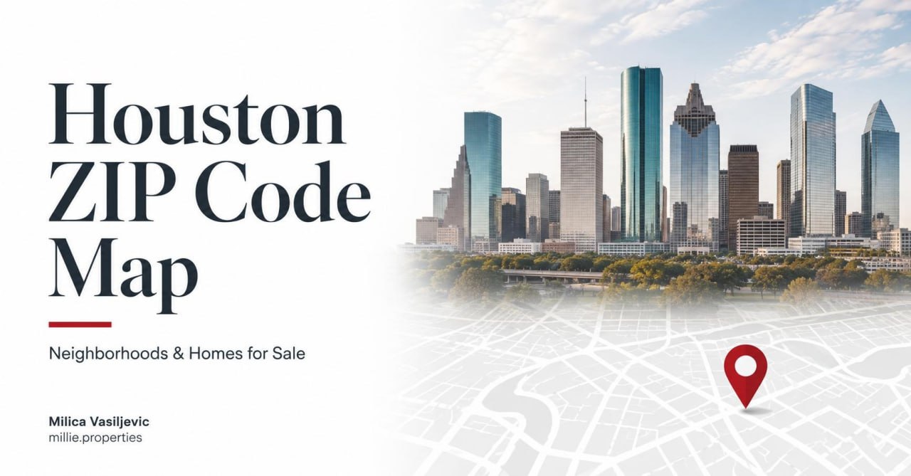 Houston ZIP Code Map with neighborhoods and homes for sale